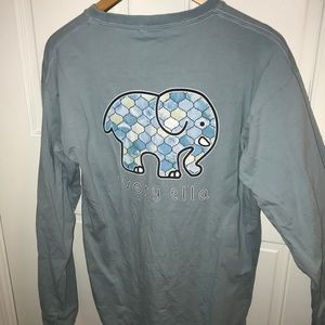 Aqua mermaid pattern ivory Ella long sleeve